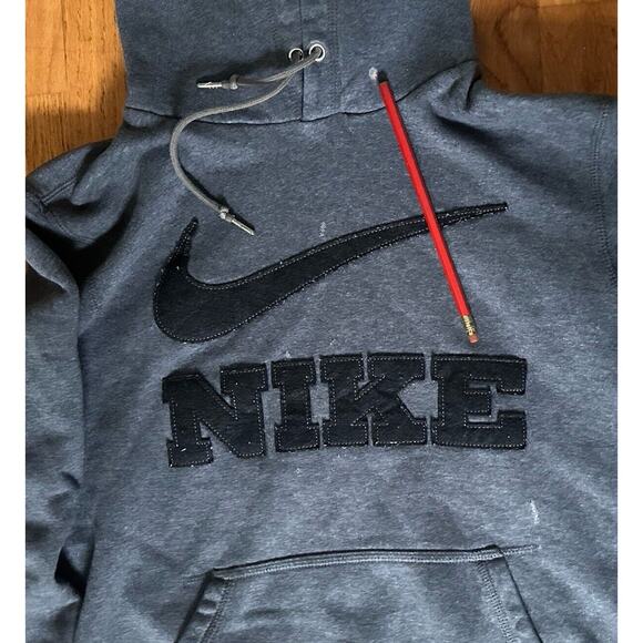 NIKE Hoodie Gray Men's S The Athletic Dept Y2K Spell Out Swoosh Pullover Sweater - Picture 5 of 16